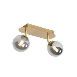 QAZQA Spot Gold 2-Licht verstellbar mit Rauchglas - Athen