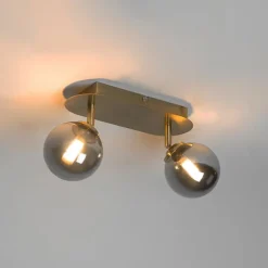 QAZQA Spot Gold 2-Licht verstellbar mit Rauchglas - Athen