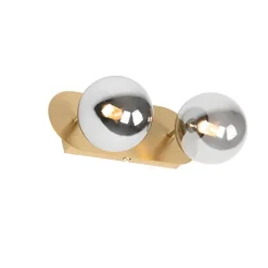 QAZQA Spot Gold 2-Licht verstellbar mit Rauchglas - Athen