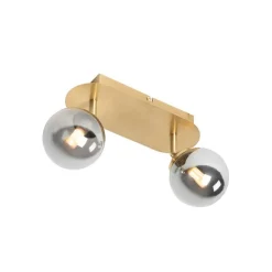QAZQA Spot Gold 2-Licht verstellbar mit Rauchglas - Athen