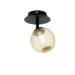QAZQA Spot schwarz mit gold verstellbar - Athens Wire