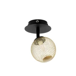 QAZQA Spot schwarz mit gold verstellbar - Athens Wire