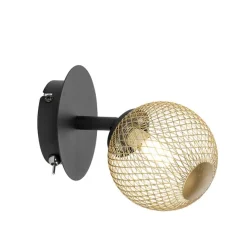 QAZQA Spot schwarz mit gold verstellbar - Athens Wire