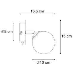 QAZQA Spot schwarz mit gold verstellbar - Athens Wire
