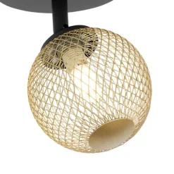 QAZQA Spot schwarz mit gold verstellbar - Athens Wire