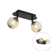 QAZQA Spot schwarz mit goldenen 2 Lichtern - Athens Wire