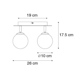 QAZQA Spot schwarz mit goldenen 2 Lichtern - Athens Wire