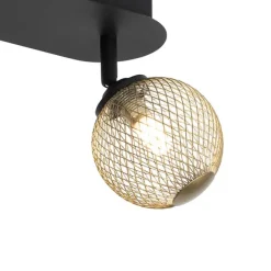 QAZQA Spot schwarz mit goldenen 2 Lichtern - Athens Wire