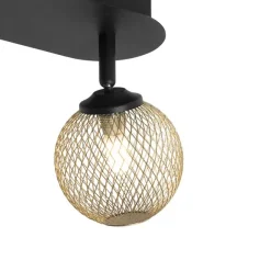 QAZQA Spot schwarz mit goldenen 2 Lichtern - Athens Wire