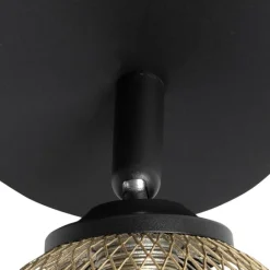 QAZQA Spot schwarz mit goldenen 2 Lichtern - Athens Wire