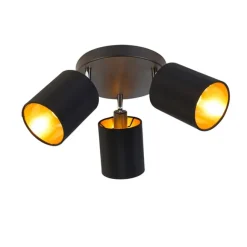 QAZQA Spot schwarz mit goldener Innenseite 3-Licht - Lofty