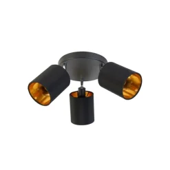 QAZQA Spot schwarz mit goldener Innenseite 3-Licht - Lofty