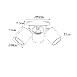 QAZQA Spot schwarz mit goldener Innenseite 3-Licht - Lofty