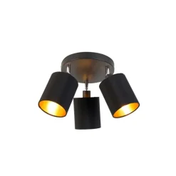 QAZQA Spot schwarz mit goldener Innenseite 3-Licht - Lofty