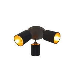 QAZQA Spot schwarz mit goldener Innenseite 3-Licht - Lofty