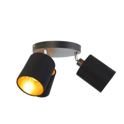 QAZQA Spot schwarz mit goldener Innenseite 3-Licht - Lofty