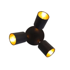 QAZQA Spot schwarz mit goldener Innenseite 3-Licht - Lofty