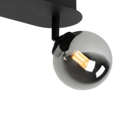 QAZQA Spot schwarz mit Rauchglas 2-Licht verstellbar - Athen