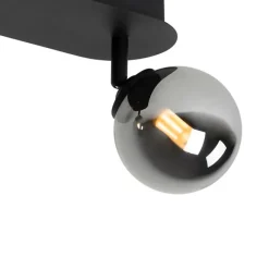 QAZQA Spot schwarz mit Rauchglas 2-Licht verstellbar - Athen