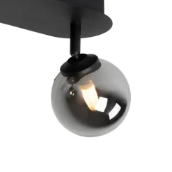 QAZQA Spot schwarz mit Rauchglas 2-Licht verstellbar - Athen