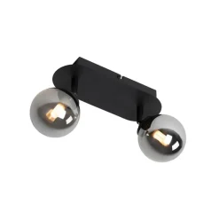 QAZQA Spot schwarz mit Rauchglas 2-Licht verstellbar - Athen