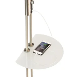 QAZQA Stahl Stehlampe mit Lesearm inkl. LED und USB-Anschluss - Sevilla