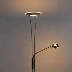 QAZQA Stahl Stehlampe mit Lesearm inkl. LED und USB-Anschluss - Sevilla
