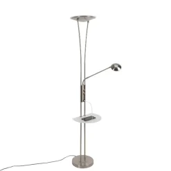 QAZQA Stahl Stehlampe mit Lesearm inkl. LED und USB-Anschluss - Sevilla