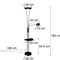 QAZQA Stahl Stehlampe mit Lesearm inkl. LED und USB-Anschluss - Sevilla