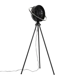 QAZQA Standventilator Stativ schwarz inkl. LED 3-stufig dimmbar - Marleen