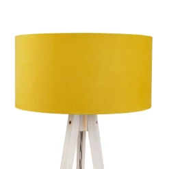 QAZQA Stativ-Stehleuchte weiß mit gelbem Stoffschirm 50cm - Tripod Classic