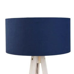 QAZQA Stativ-Stehleuchte weiß mit dunkelblauem Stoffschirm 50cm - Tripod Classic