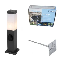 QAZQA Steh-Außenleuchte dunkelgrau 45 cm mit Fassung IP44 - Malios