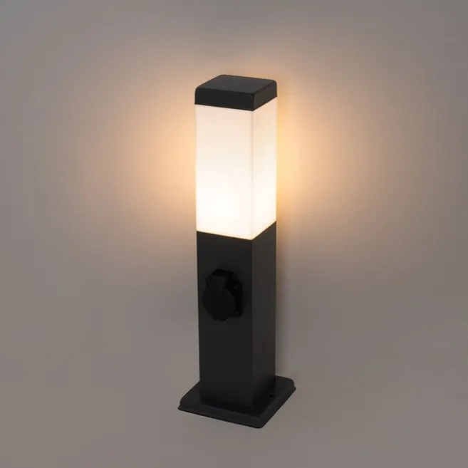 QAZQA Steh-Außenleuchte dunkelgrau 45 cm mit Fassung IP44 - Malios