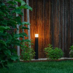 QAZQA Stehende Außenlampe schwarz mit opalweißem Schirm 70 cm - Dänemark