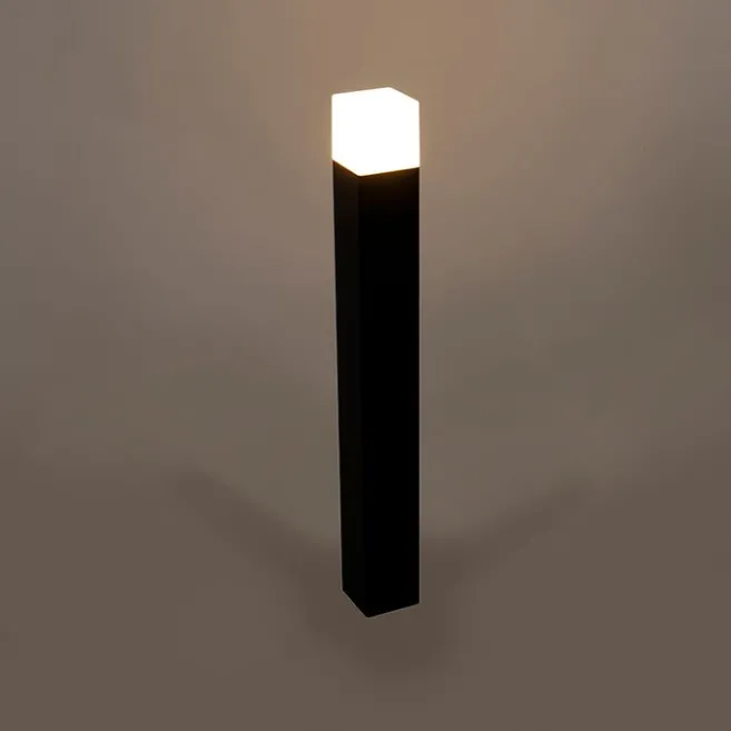 QAZQA Stehende Außenlampe schwarz mit opalweißem Schirm 70 cm - Dänemark