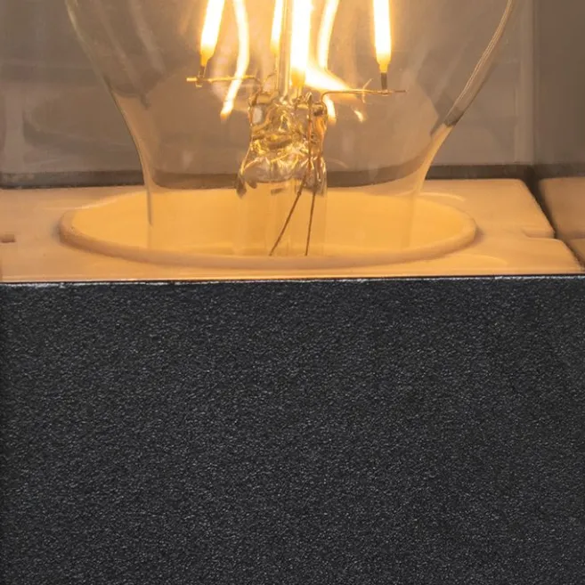 QAZQA Stehende Außenlampe schwarz 50 cm IP44 mit Rauchglaseffekt - Dänemark