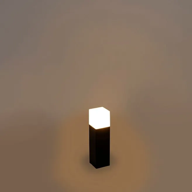 QAZQA Stehende Außenlampe schwarz mit opalweißem Schirm 30 cm - Dänemark