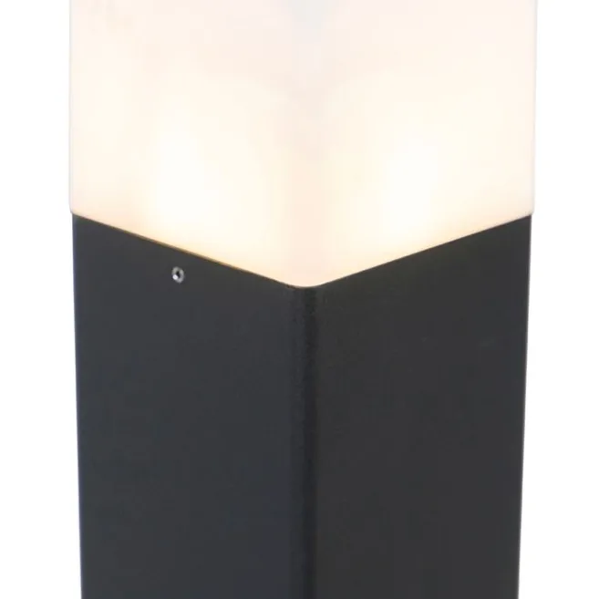 QAZQA Stehende Außenlampe schwarz mit opalweißem Schirm 50 cm - Dänemark
