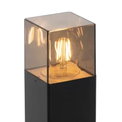 QAZQA Stehende Außenlampe schwarz 50 cm IP44 mit Rauchglaseffekt - Dänemark