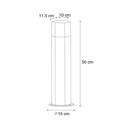 QAZQA Stehende Außenlampe Schwarz mit Rauchglas Sechseckig 50 cm - Dänemark