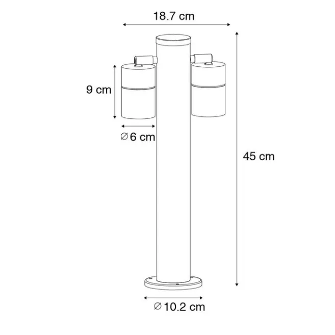 QAZQA Stehende Außenleuchte schwarz 45 cm IP44 verstellbar 2-Licht - Duo