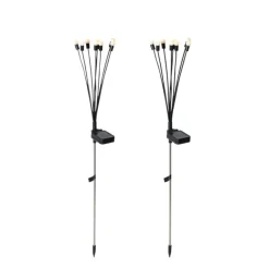 QAZQA Stehende Außenleuchte schwarz inkl. LED mit Solar und Erdspieß - Fire Fly