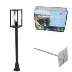 QAZQA Stehende Außenleuchte schwarz 100 cm mit Erdspieß und Kabeltülle - Charlois