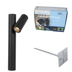 QAZQA Stehende Außenleuchte schwarz 50 cm verstellbar - Duo