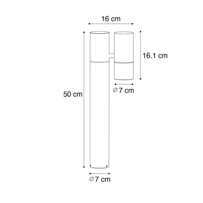 QAZQA Stehende Außenleuchte schwarz 50 cm verstellbar - Duo