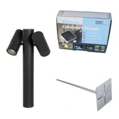 QAZQA Stehende Außenleuchte schwarz 50 cm 2-Licht verstellbar - Duo