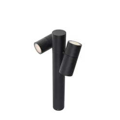 QAZQA Stehende Außenleuchte schwarz 50 cm 2-Licht verstellbar - Duo