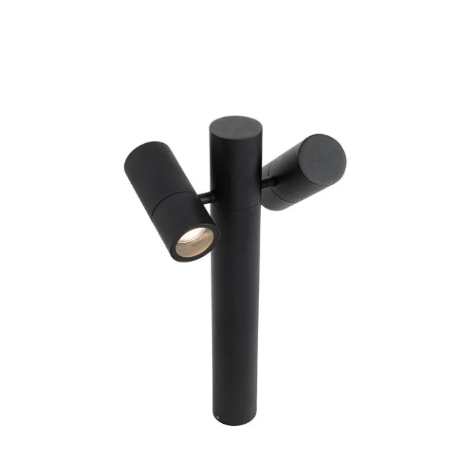 QAZQA Stehende Außenleuchte schwarz 50 cm 2-Licht verstellbar - Duo