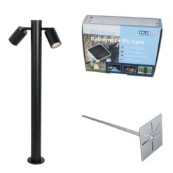 QAZQA Stehende Außenleuchte schwarz 80 cm IP44 verstellbar 2-Licht - Duo